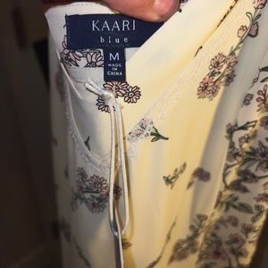 Kaari blue summer dress pale yellow size Medium